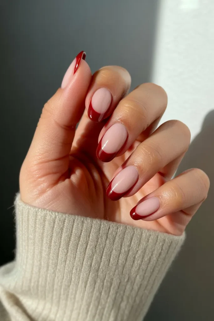 Maroon French Tips
