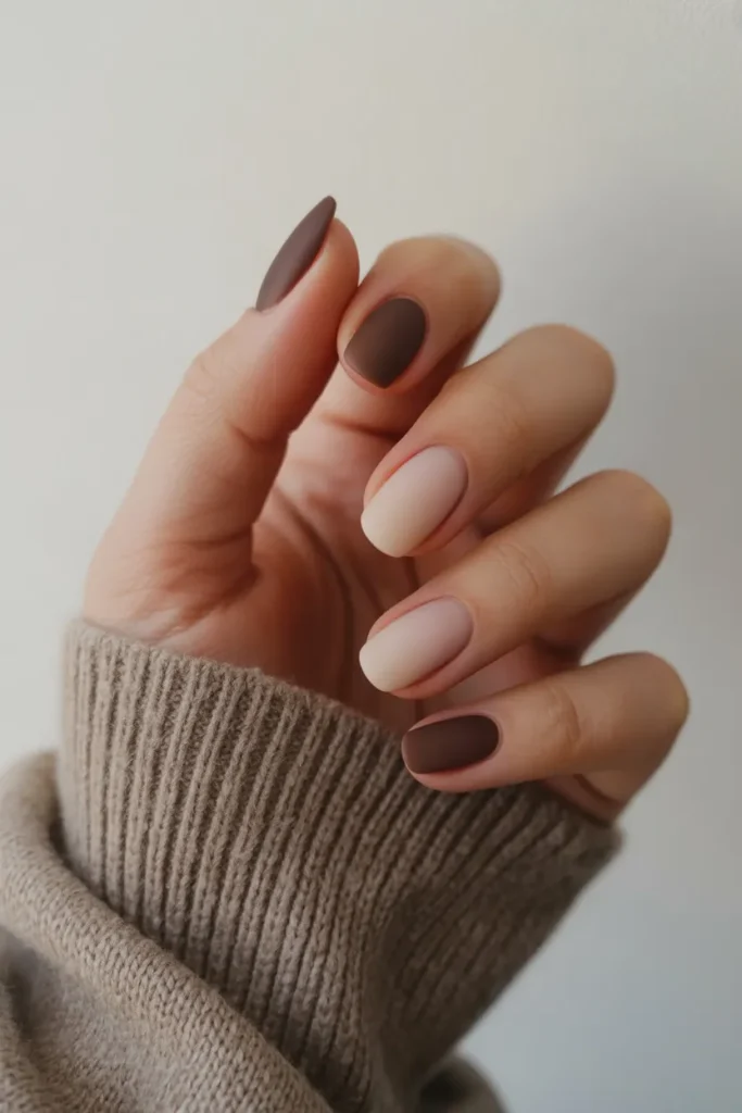 Matte Chocolate Brown with Nude Ombre