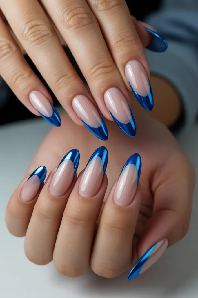 Metallic Blue Chrome Tips