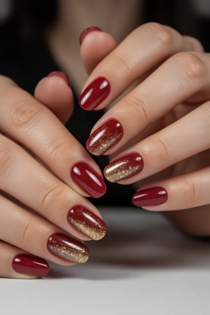 Red Cateyes with Gold Glitter Gradient