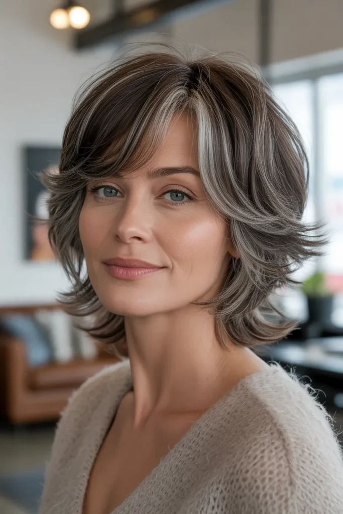 Salt and Pepper Shag with Soft Fringe