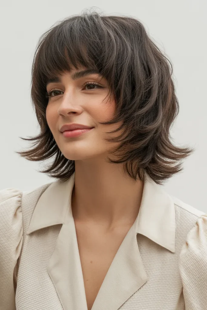 Shaggy Medium Cut with Curtain Bangs