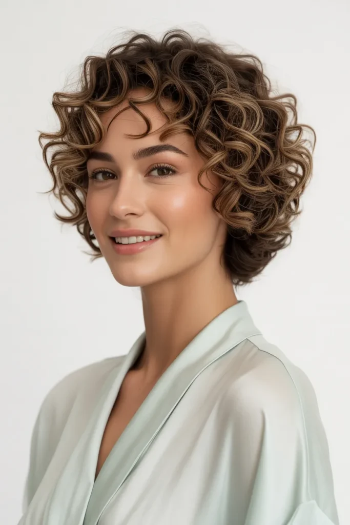 Short Curly Cut with Balanced Volume
