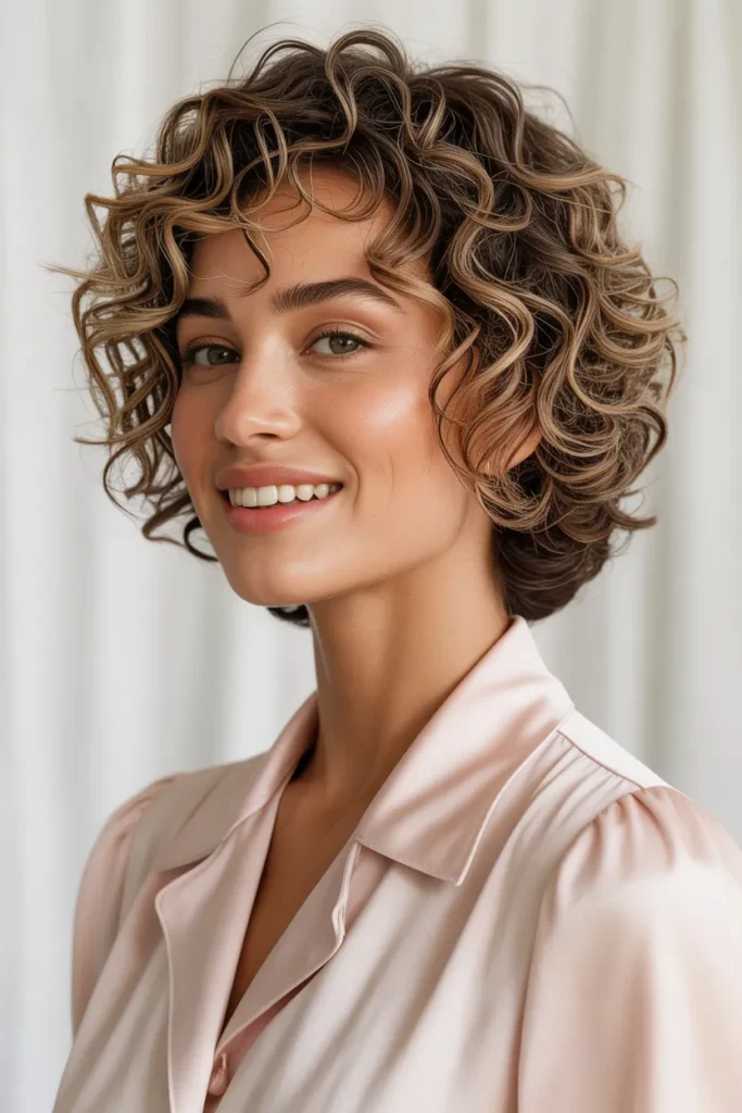 Short Curly Cut with Forward Layers