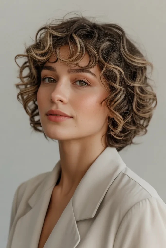 Short Curly Cut with Soft Bangs