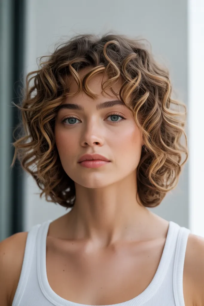 Shoulder-Length Curly Cut with Rounded Shape