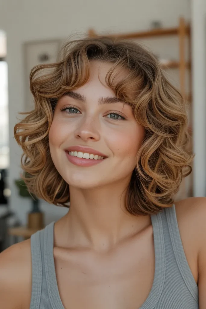 Shoulder-Length Cut with Soft Curls