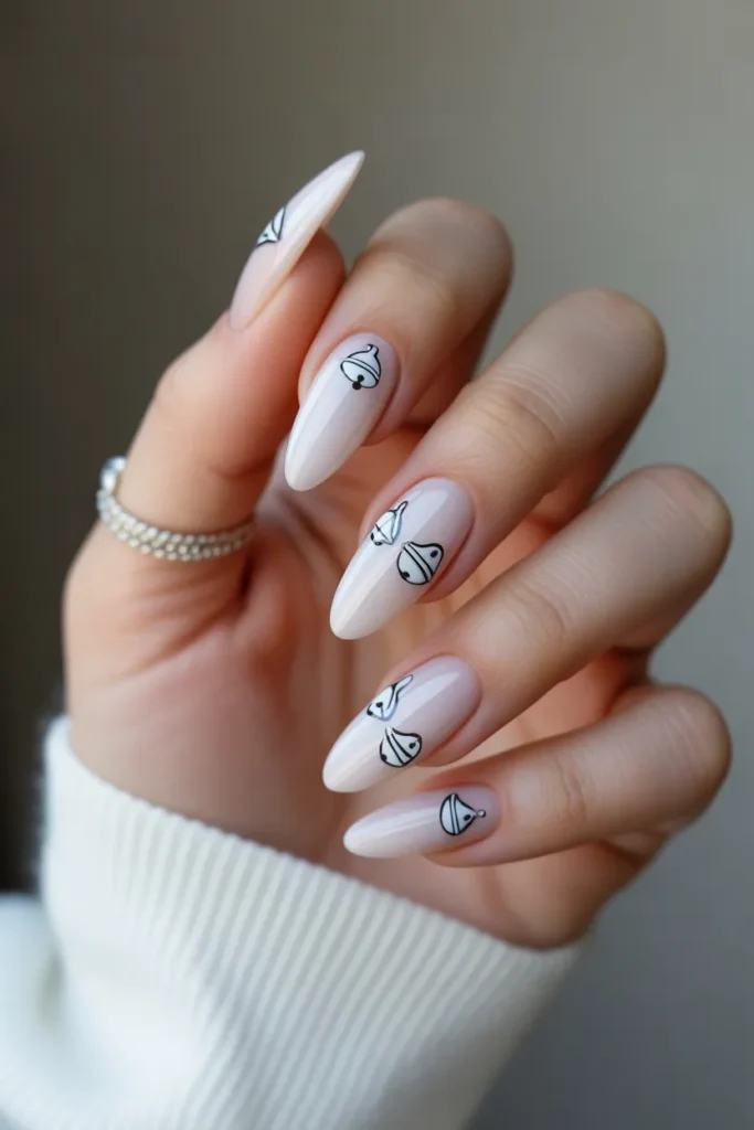 Silver Bells Almond Nails