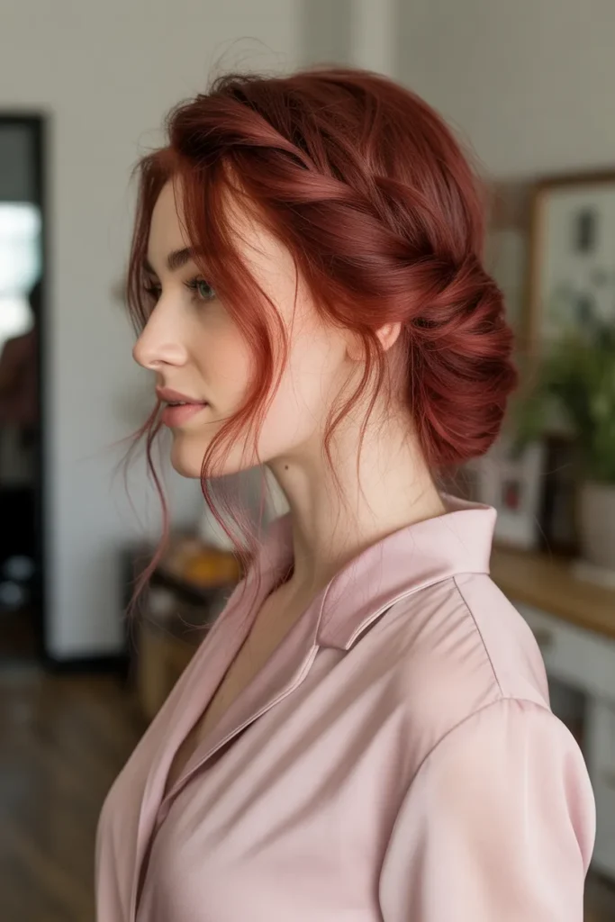 Soft Crimson Half-Up Twist