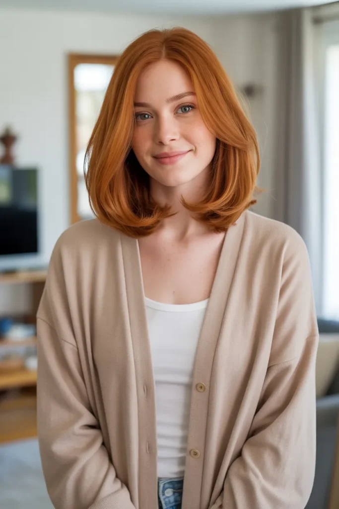 Soft Ginger Shoulder-Length Cut