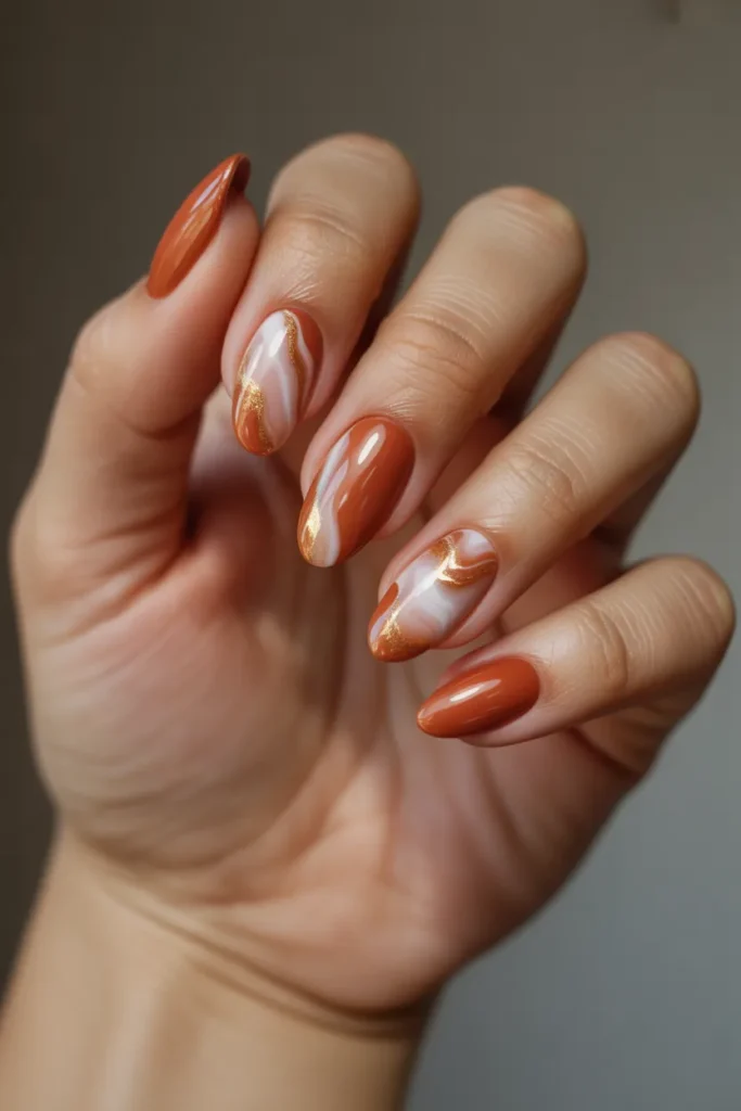 Terracotta Orange with Marble Swirls