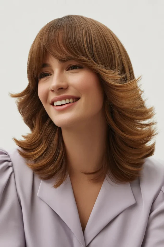 Textured Medium Cut with Curtain Bangs