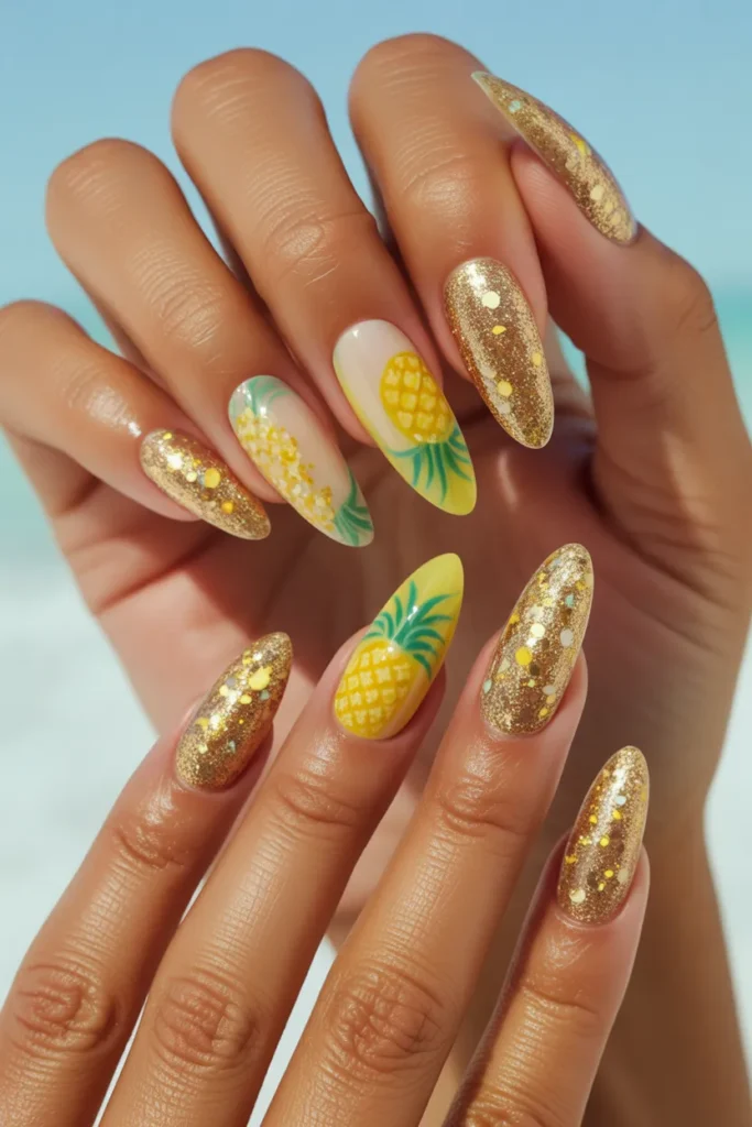 Tropical Pineapple Nails