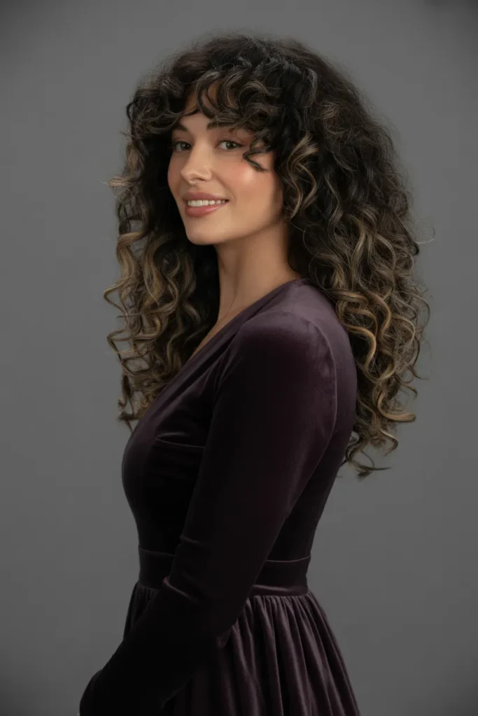 Voluminous Curls with Dark Ombre