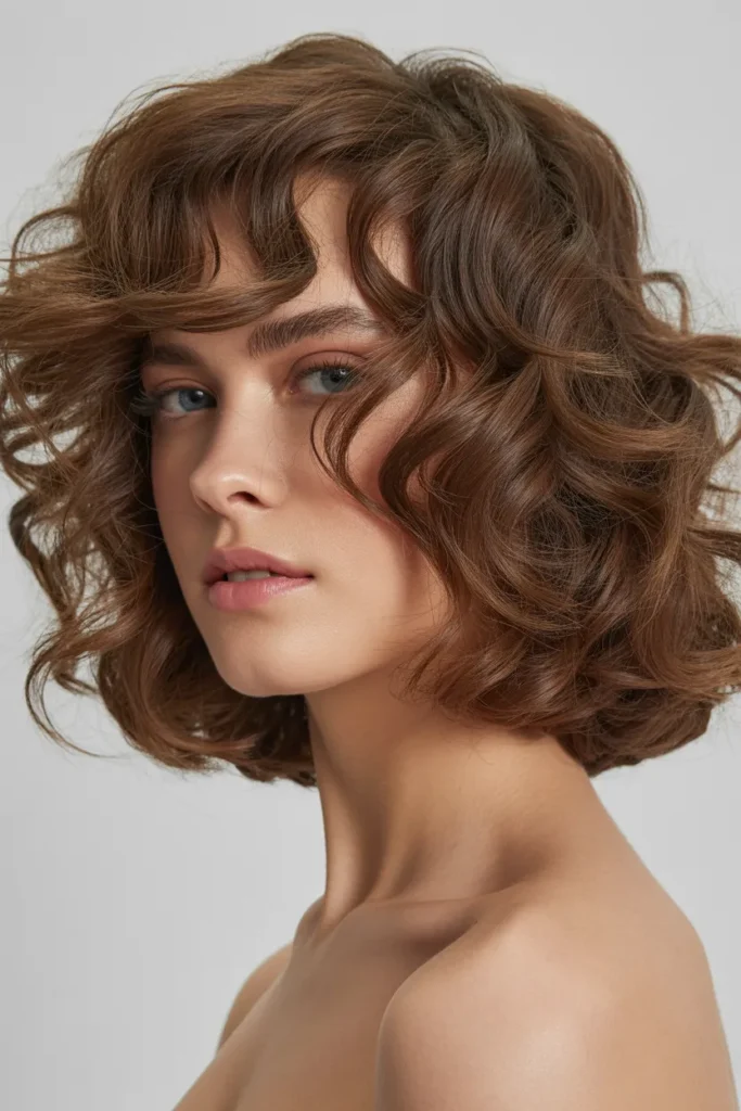 Voluminous Curly Lob Style