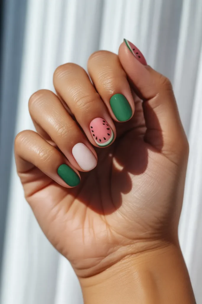 Watermelon Slice Nails