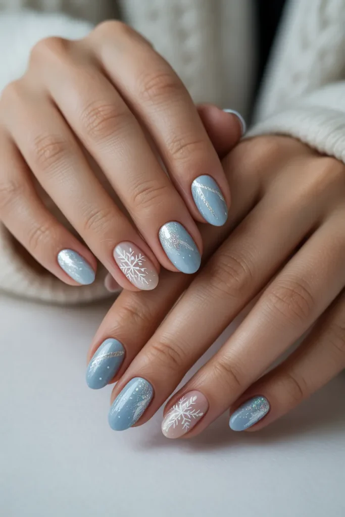 Winter Wonderland Almond Nails