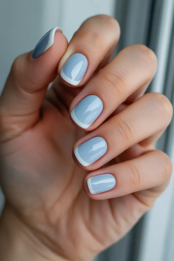 Soft White Tips with Icy Blue Base