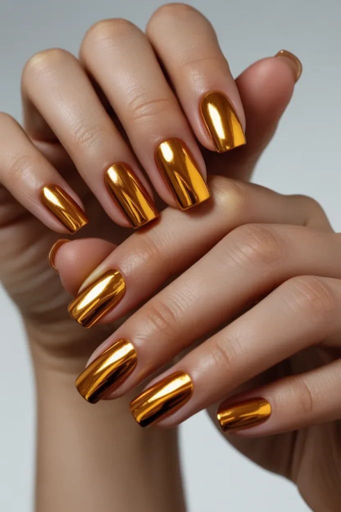 Molten Chrome Gold Statement Nails