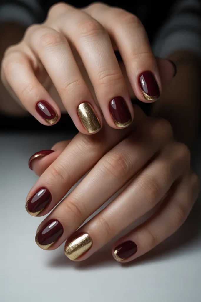Deep Burgundy Base with Gold Tips