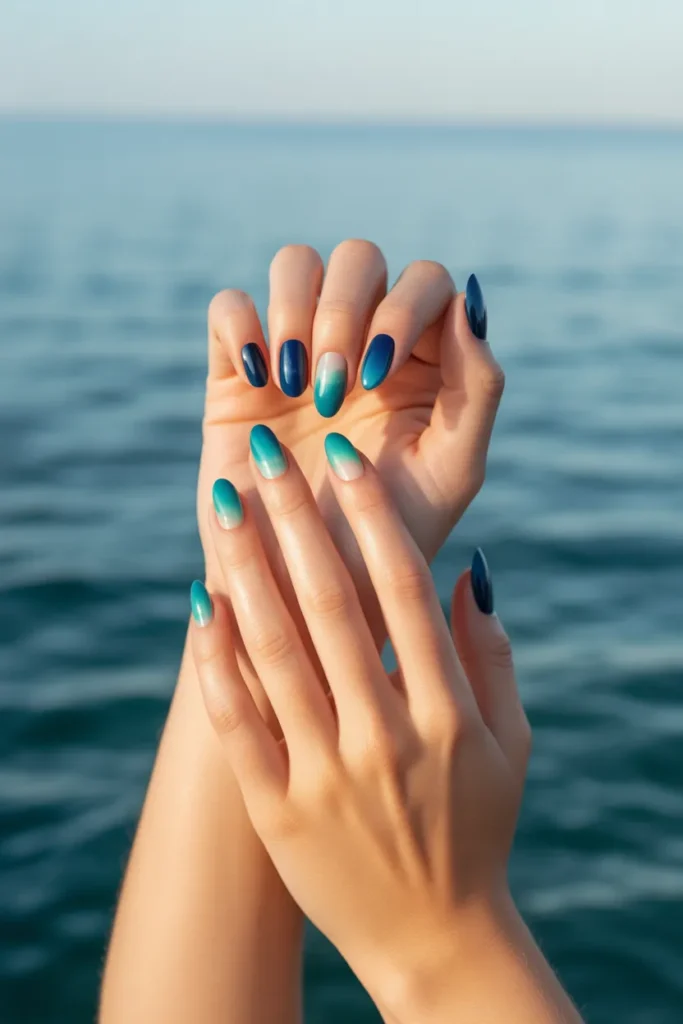 Ocean-Inspired Gradient Nails