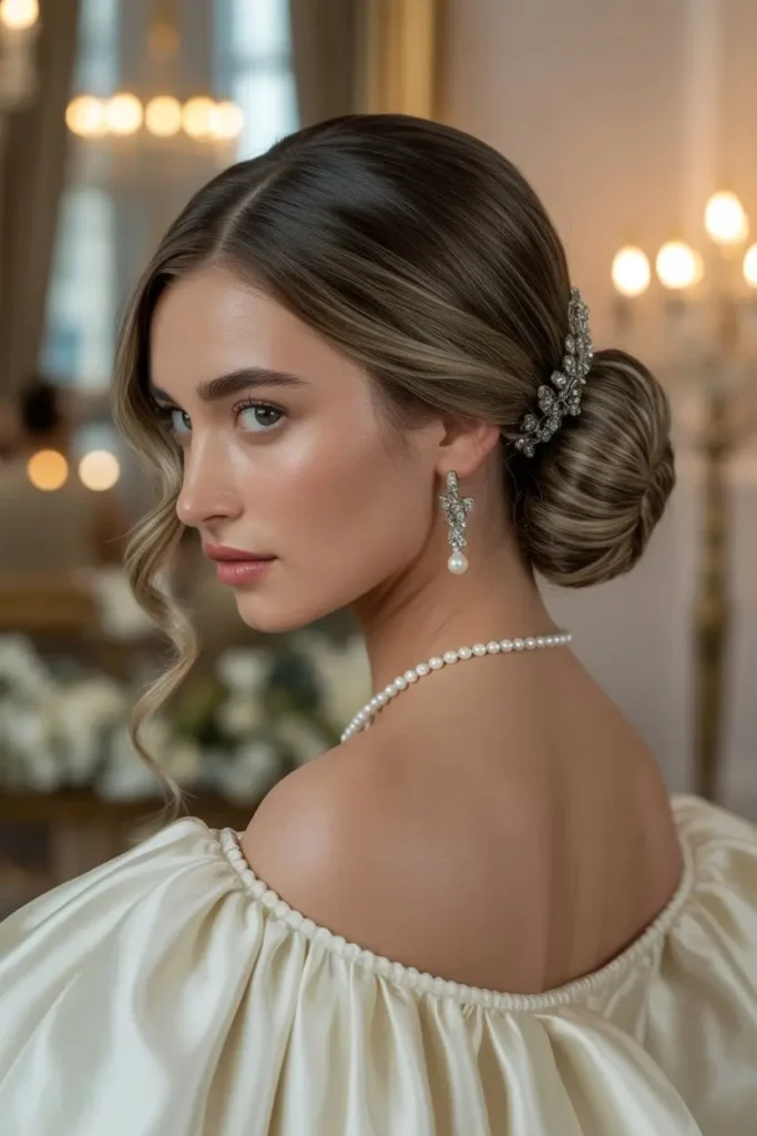 Elegant Low Chignon with Hair Accessories