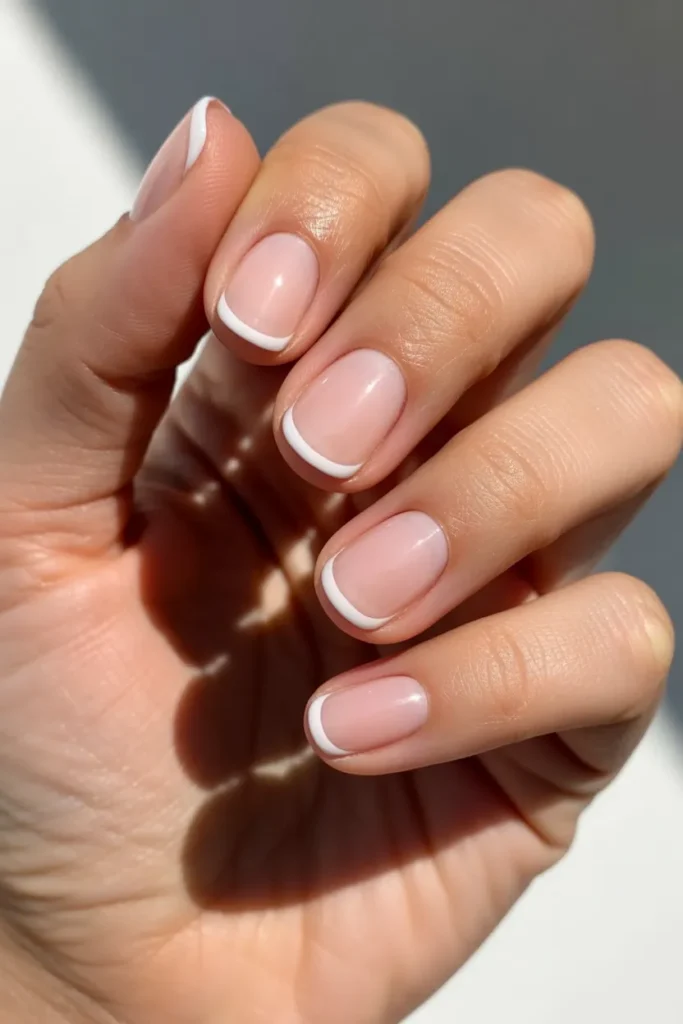 Soft Pink Base with Rounded French Tips