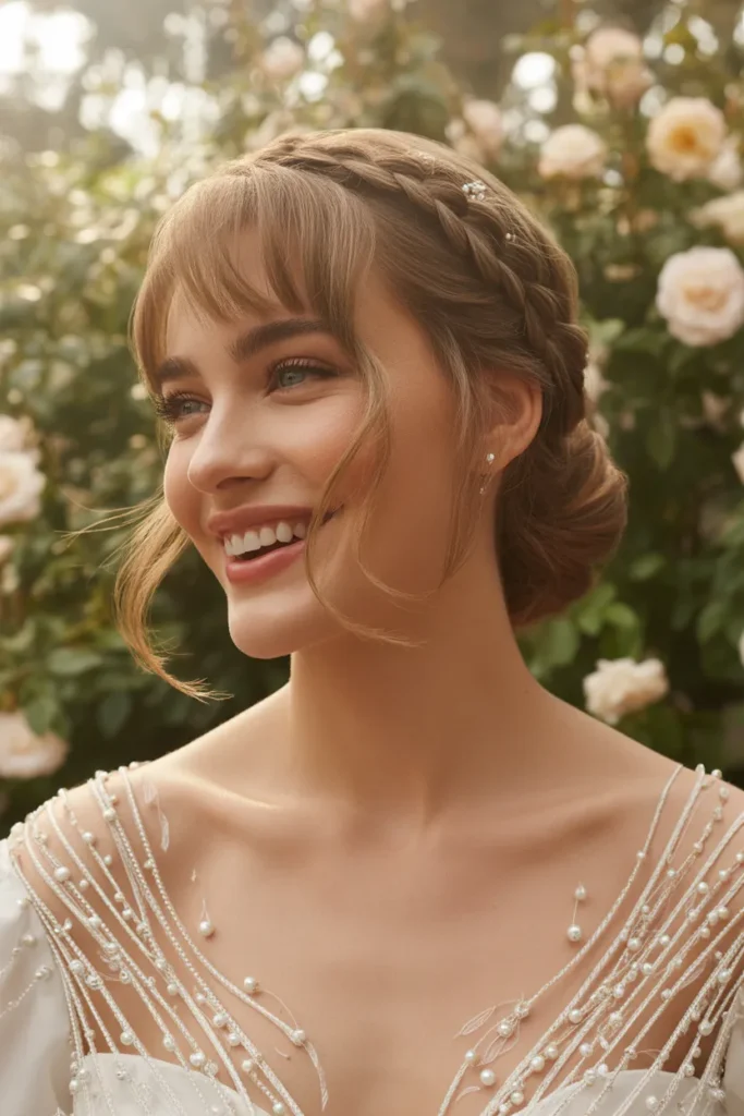 Half-Up, Half-Down with Braids and Curtain Bangs
