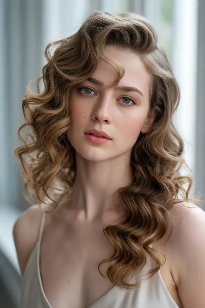 Soft Curls with Side Part