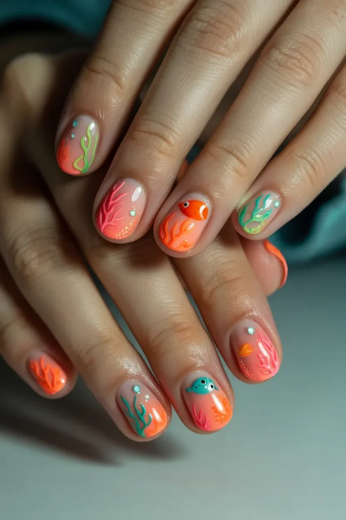Coral Reef Nail Art