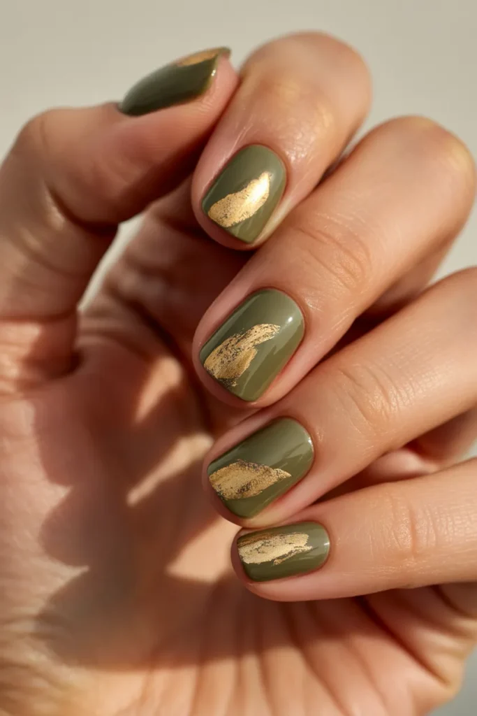 Olive Green with Antique Gold Leaf