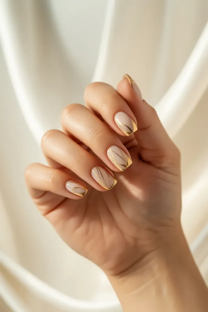 Gold Accent Nails