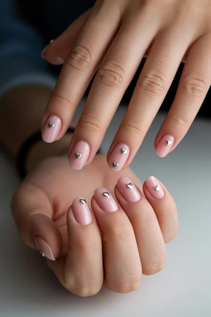 Clear Pink with Minimal Heart Studs