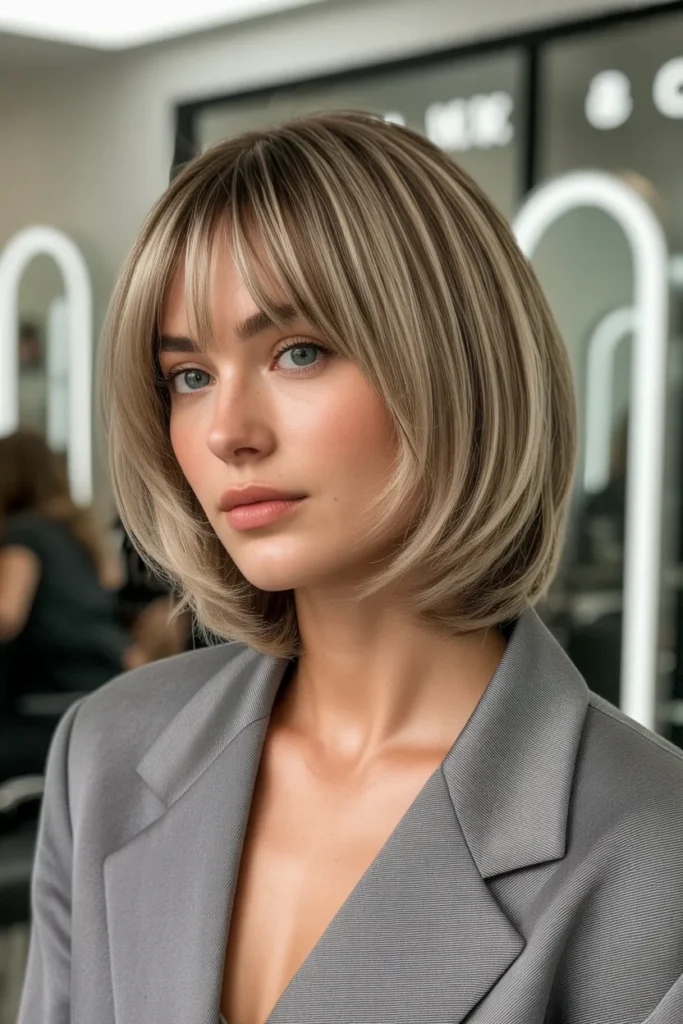 Layered Bob with Curtain Bangs