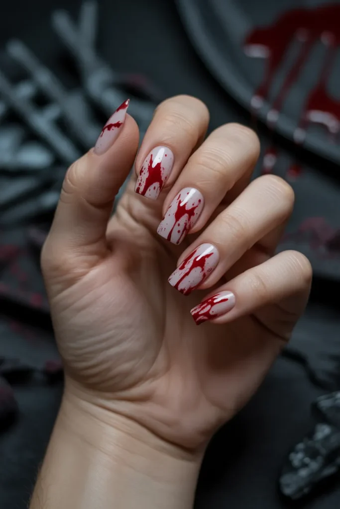 Blood Splatter Nails