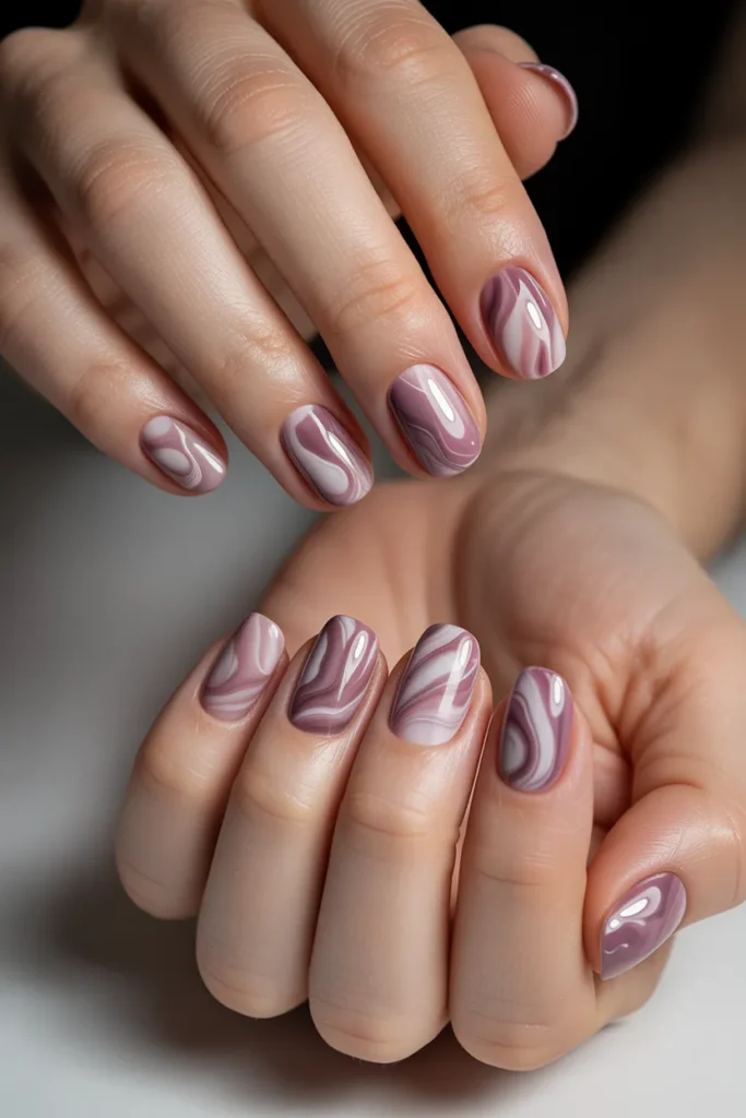 Mauve Marble Nails