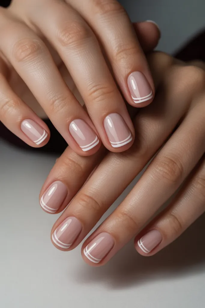 Sheer Rose with Double-Line French Tips