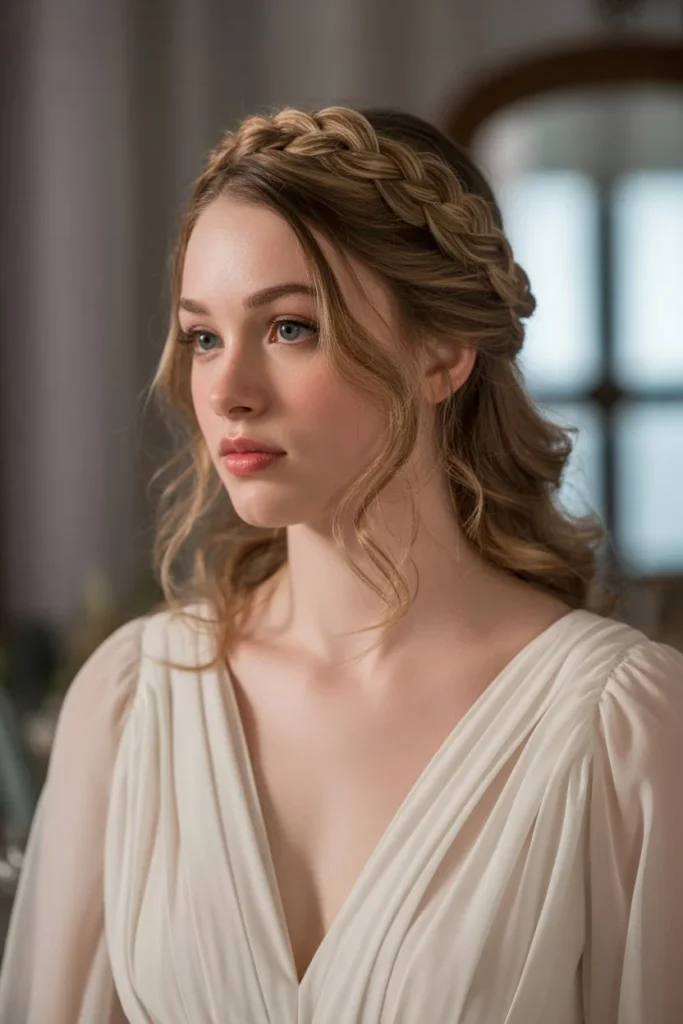 Braided Crown with Loose Waves