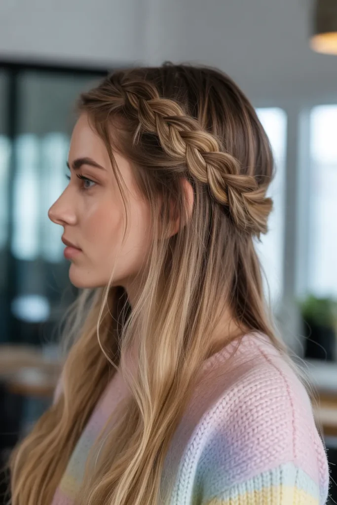 Waterfall Braid Half Up