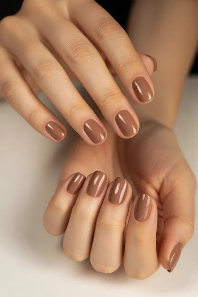 Warm Taupe Romance Nails