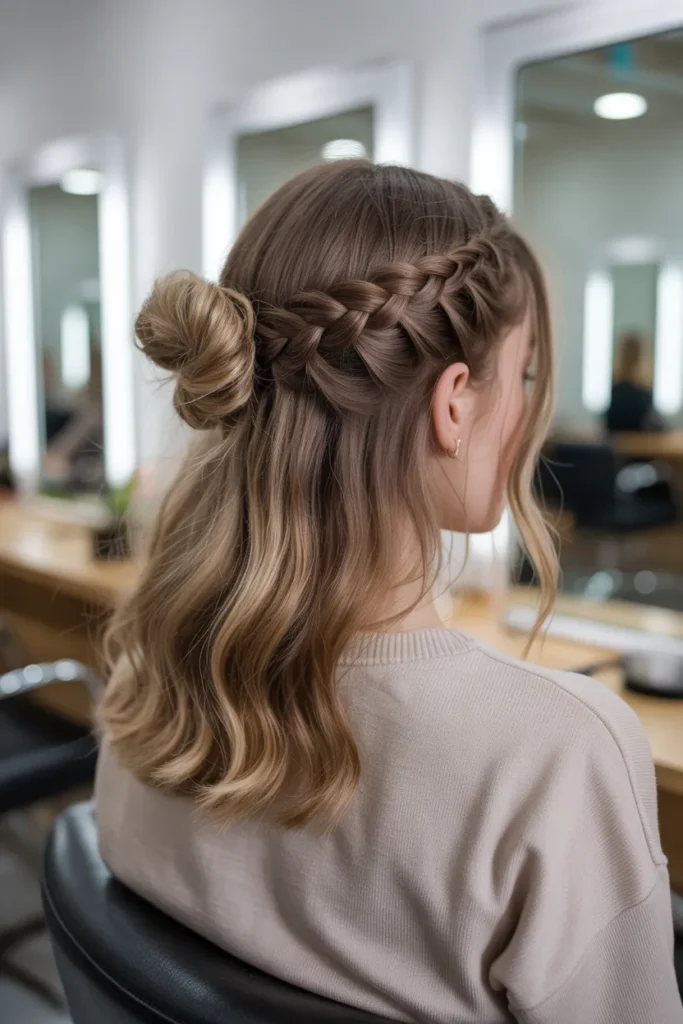Half Up Braided Bun