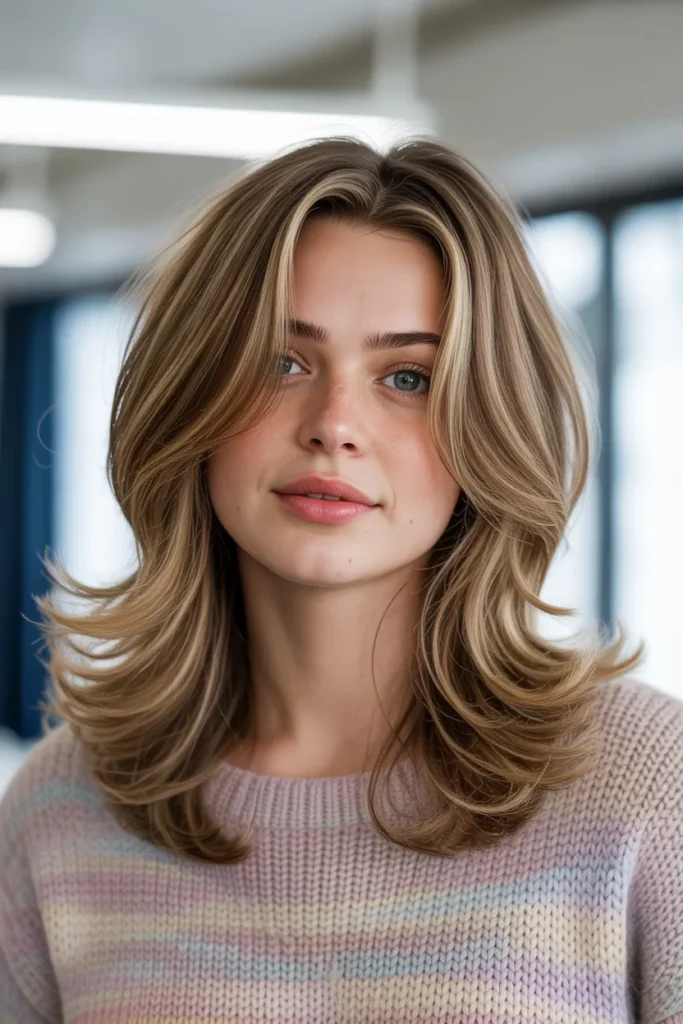 Layered Hair with Soft Waves