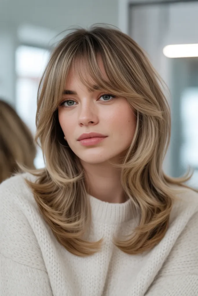 Soft Layered Hair With Airy Curtain Bangs