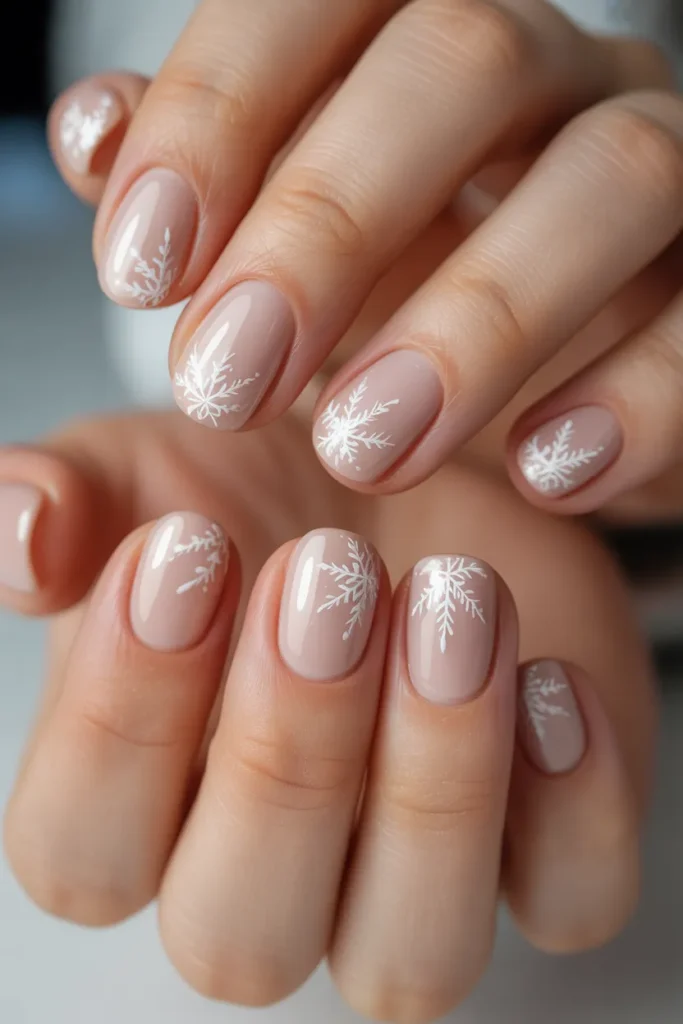 Soft Beige with Snowflake Accents