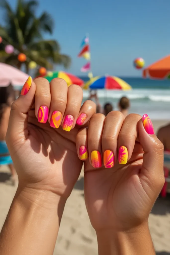 Neon Beach Nails
