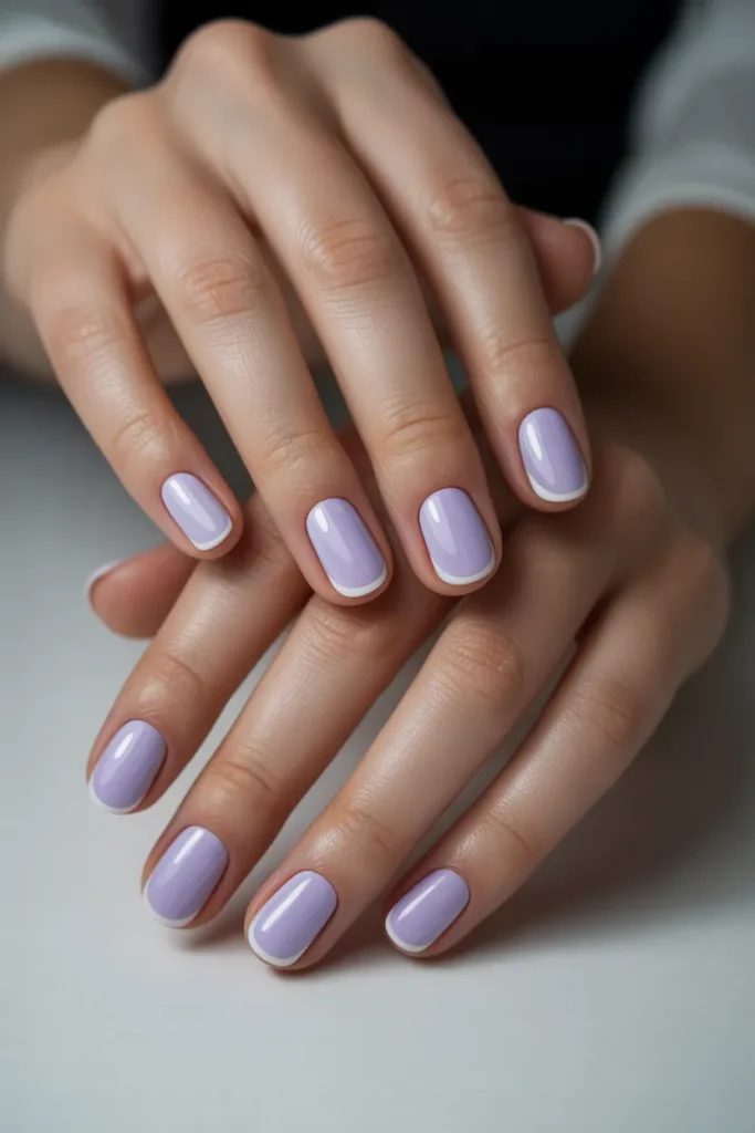 Soft Lavender with White Micro Tips