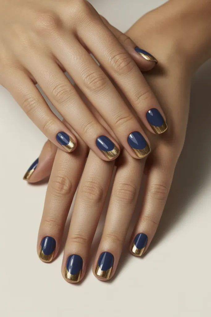 Navy Blue with Brushed Gold Tips