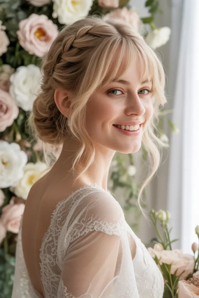 Braided Half-Up Style with Curtain Bangs