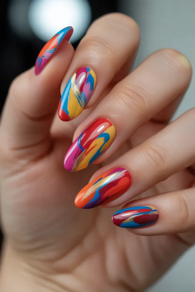 Abstract Art with Metallic Strokes