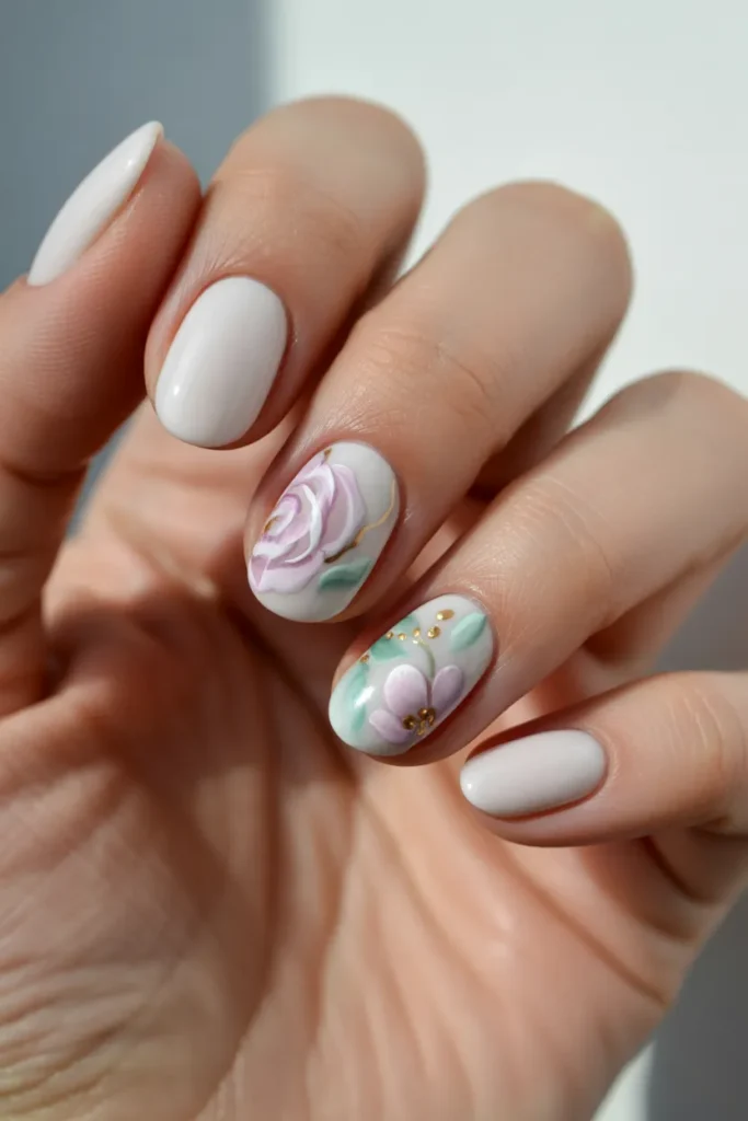 Soft White with Floral Accents